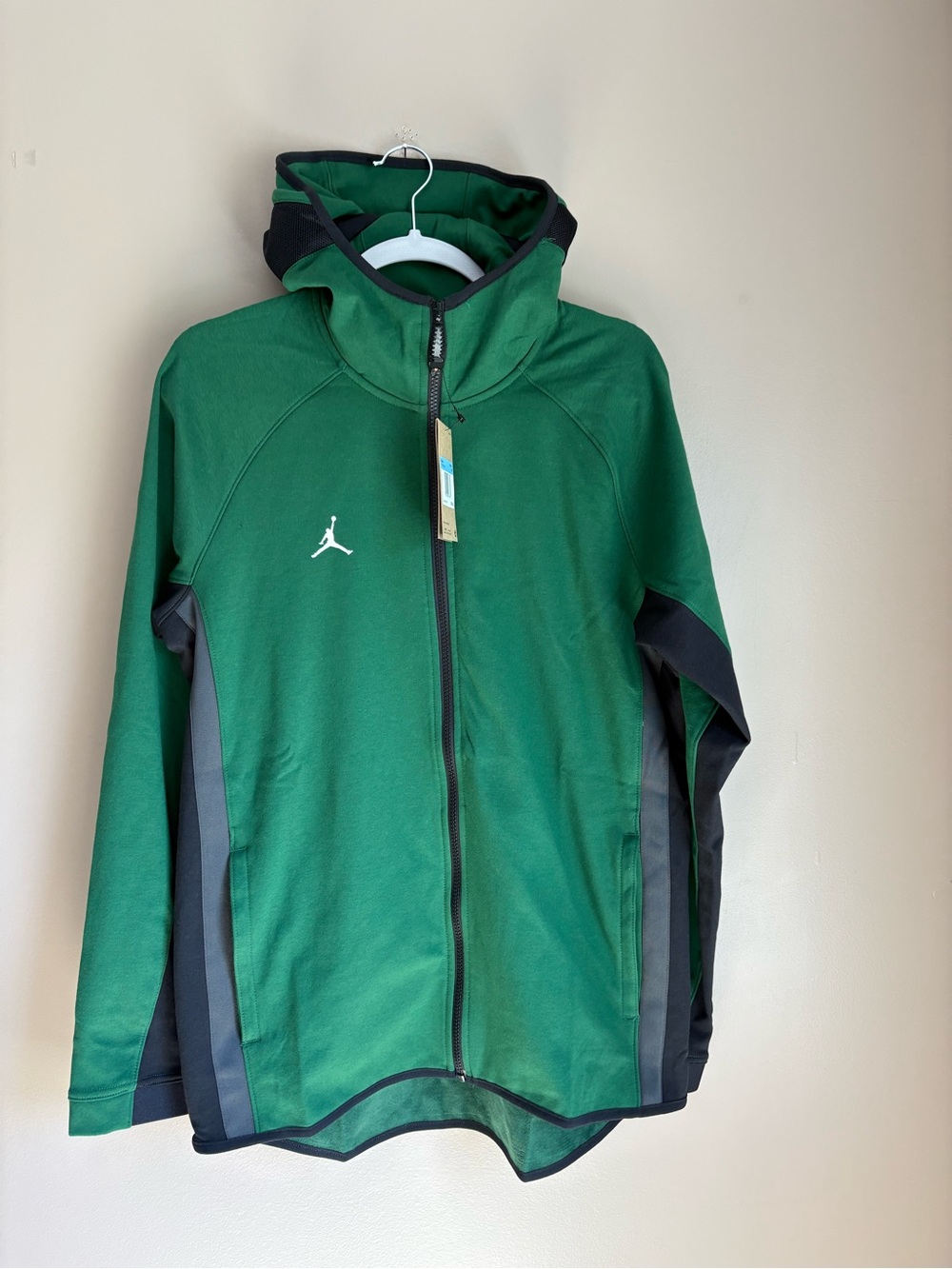 Jordan Green and Black Hooded Full-Zip sweatshirt.